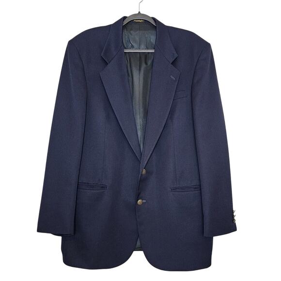 Oscar de la Renta Men's 42L Royal Blue Wool Blazer Sport Coat 2 Button - Picture 1 of 7